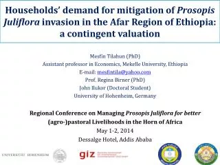 Mesfin Tilahun (PhD) Assistant professor in Economics, Mekelle University, Ethiopia