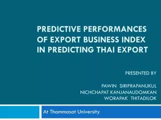Predictive Performances of Export Business Index in Predicting Thai Export