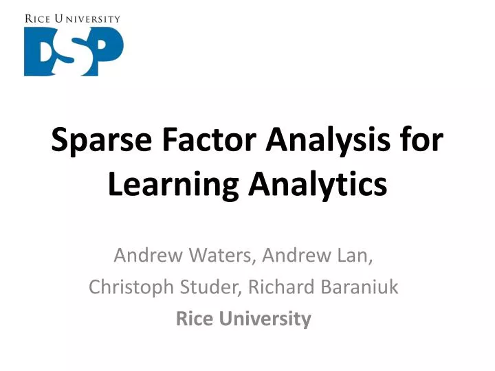 sparse factor analysis for learning analytics