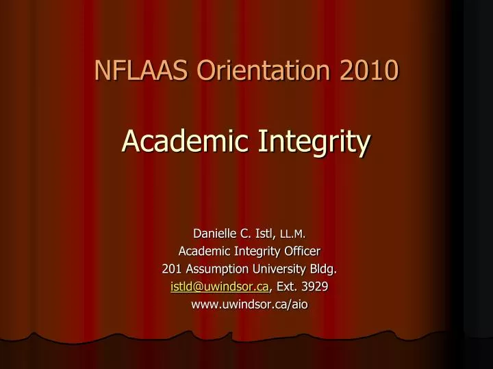nflaas orientation 2010 academic integrity