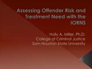 Assessing Offender Risk and Treatment Need with the IORNS