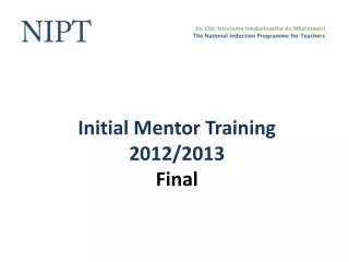 Initial Mentor Training 2012/2013 Final