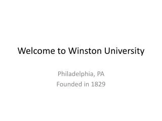 Welcome to Winston University