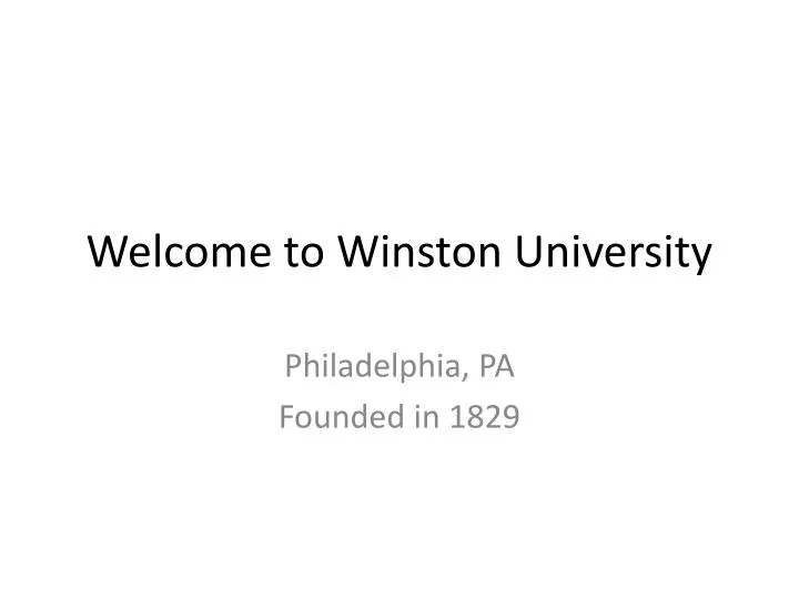 welcome to winston university