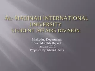 Al- madinah International University student affairs division
