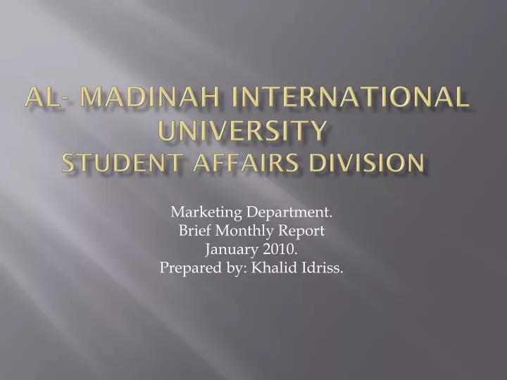 al madinah international university student affairs division