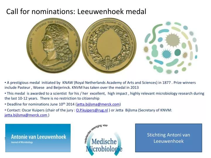 call for nominations leeuwenhoek medal