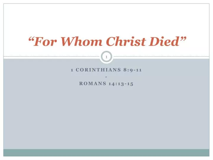 for whom christ died