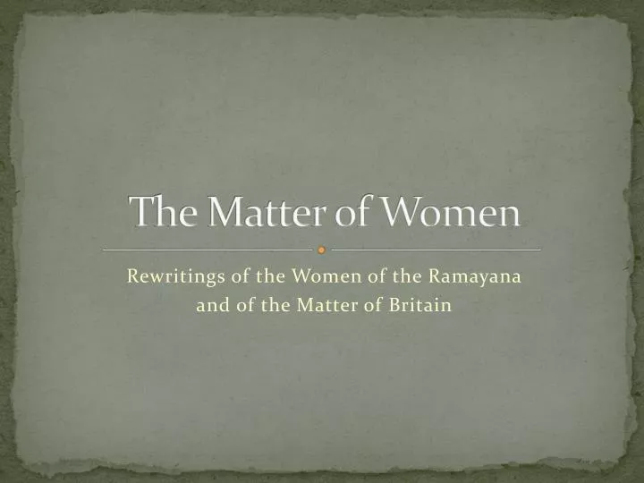 the matter of women