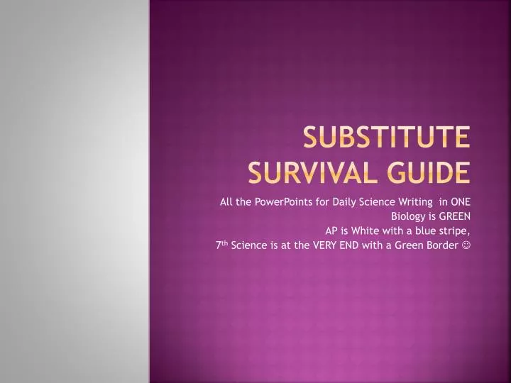 substitute survival guide