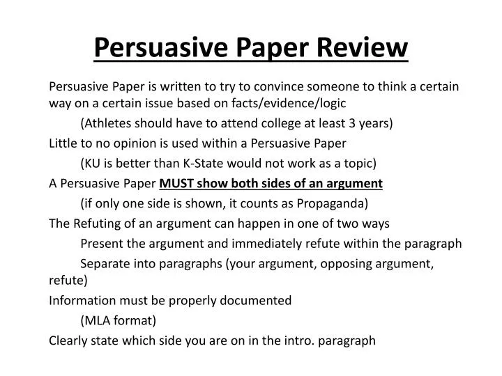 persuasive paper review
