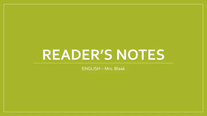reader s notes