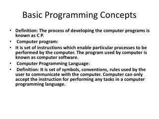 Basic Programming Concepts