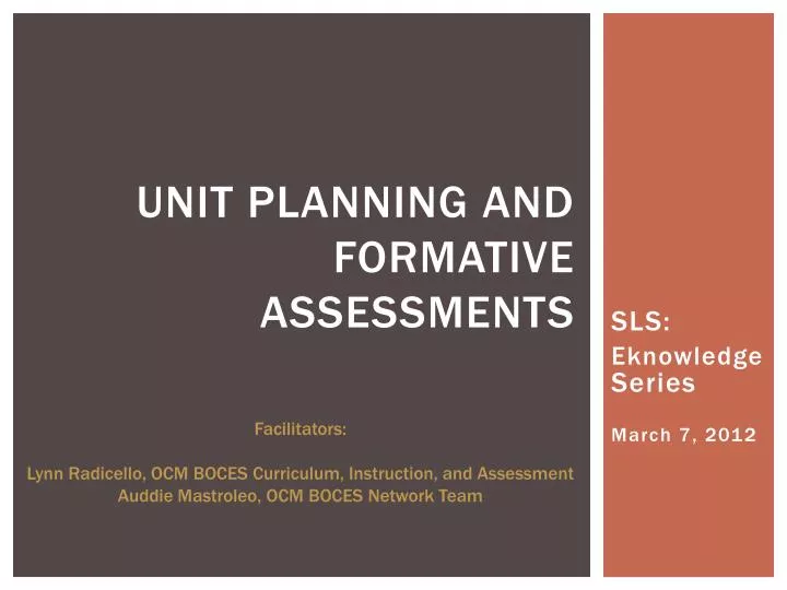 unit planning and formative assessments