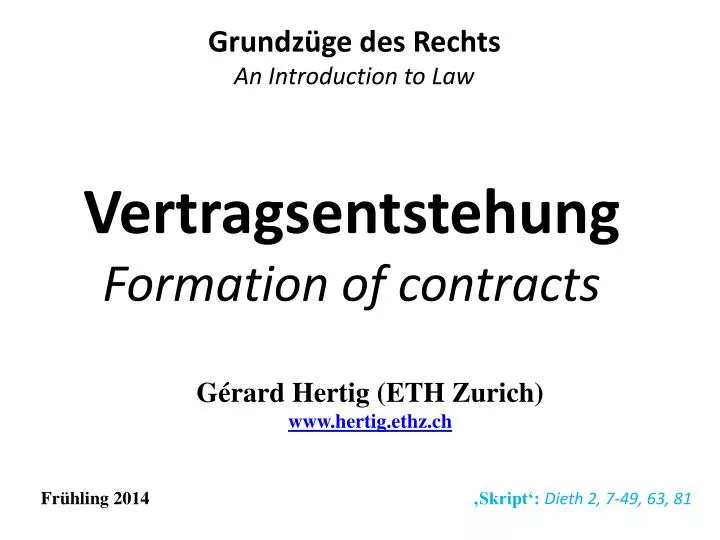 vertragsentstehung formation of contracts