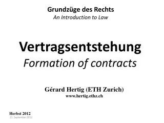 vertragsentstehung formation of contracts
