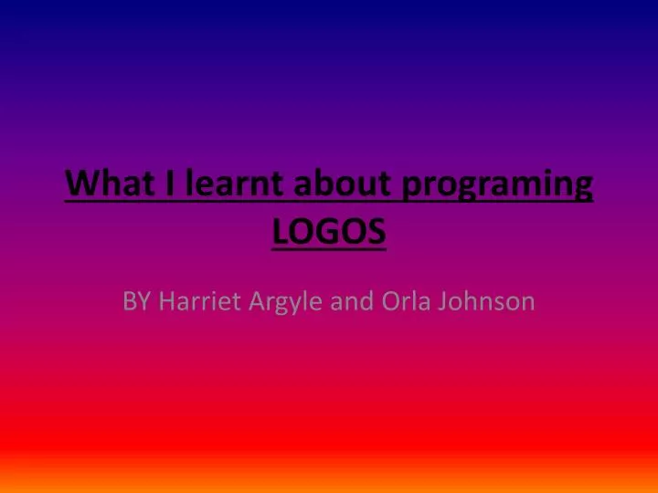 what i learnt about programing logos