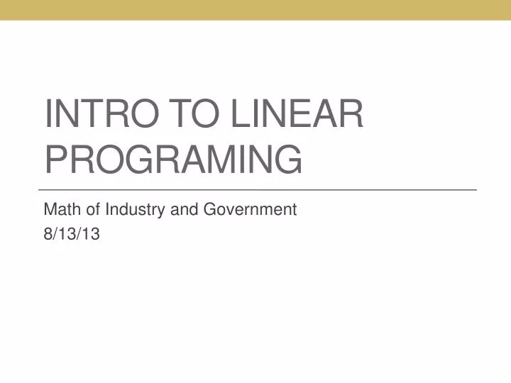 intro to linear programing