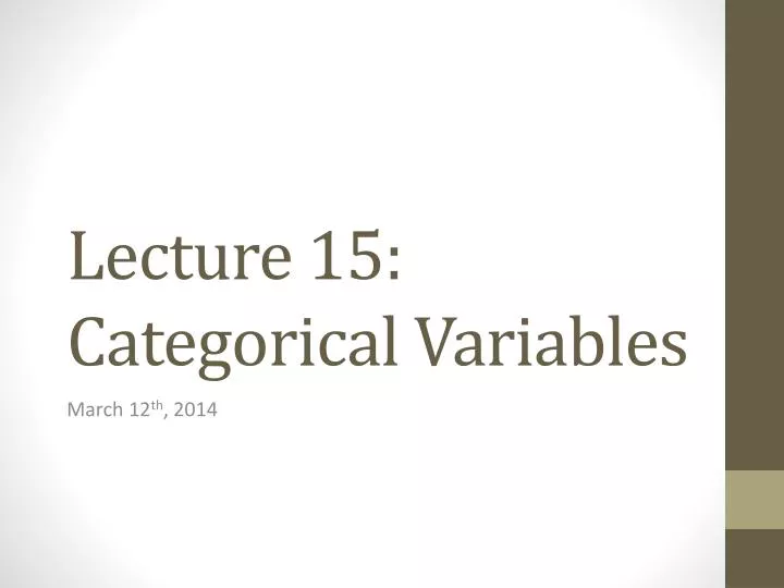 lecture 15 categorical variables