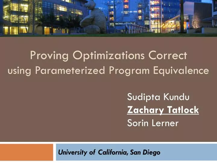 proving optimizations correct using parameterized program equivalence