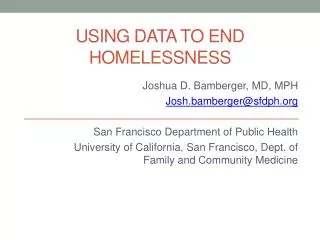 Using data to end homelessness