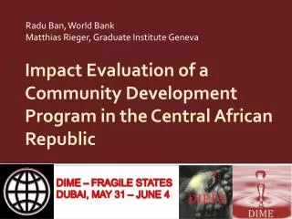 Impact Evaluation of a Community Development Program in the Central African Republic