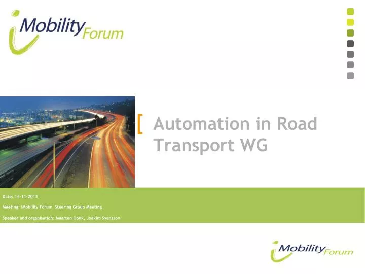 automation in road transport wg