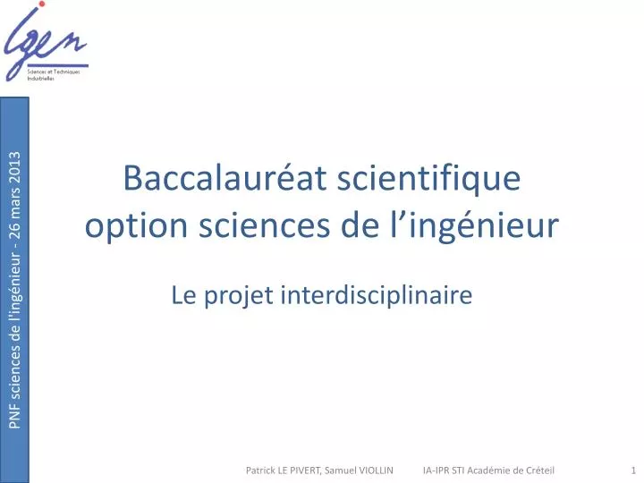 baccalaur at scientifique option sciences de l ing nieur