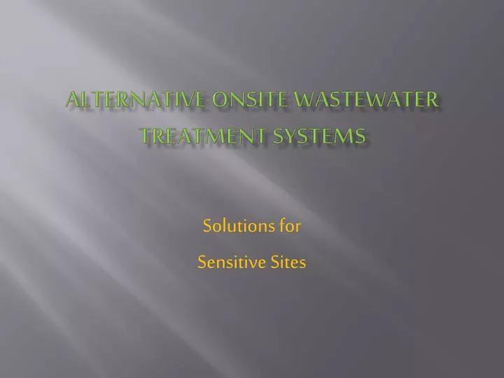 alternative onsite wastewater treatment systems