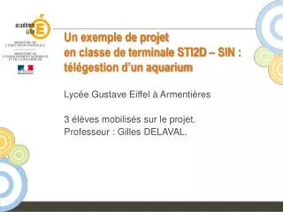 un exemple de projet en classe de terminale sti2d sin t l gestion d un aquarium