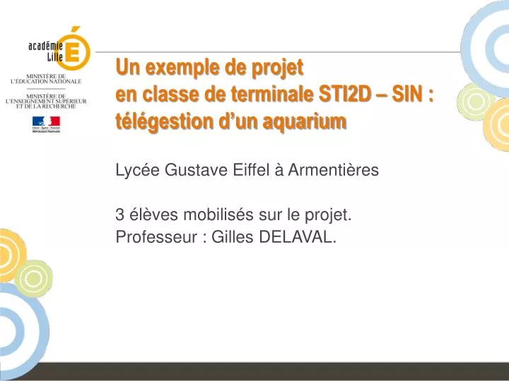 un exemple de projet en classe de terminale sti2d sin t l gestion d un aquarium
