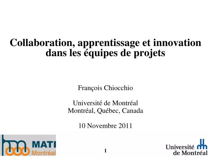 collaboration apprentissage et innovation dans les quipes de projets