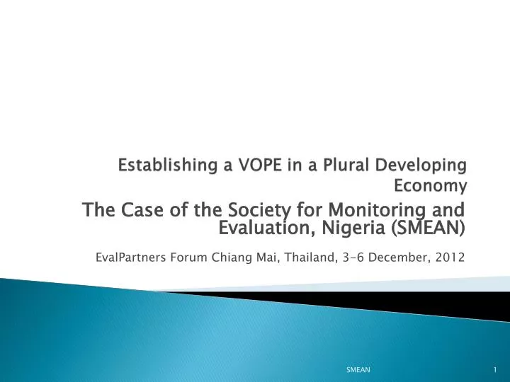 establishing a vope in a plural developing economy