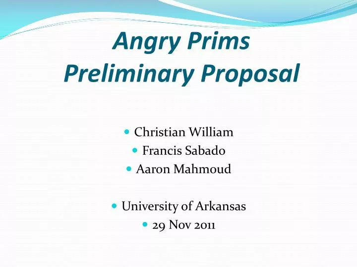 angry prims preliminary proposal