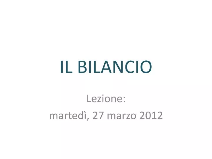 il bilancio