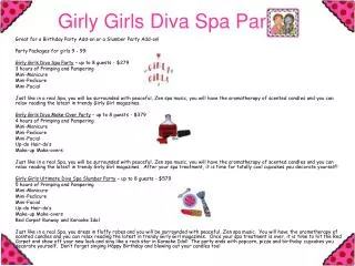 Girly Girls Diva Spa Parties