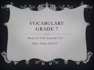Vocabulary Grade 7