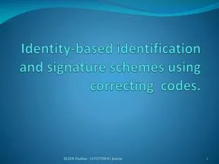 identity based identification and signature schemes using correcting codes