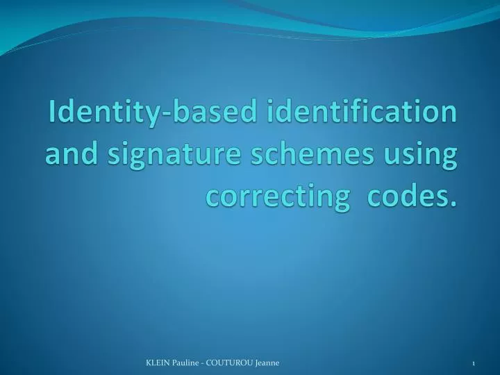 identity based identification and signature schemes using correcting codes