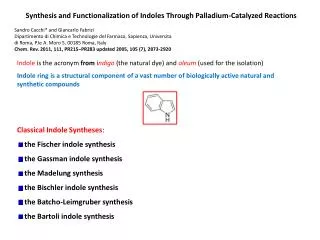 Synthesis and Functionalization of Indoles Through Palladium-Catalyzed Reactions