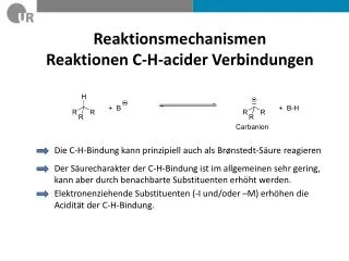 Reaktionsmechanismen Reaktionen C-H- acider Verbindungen