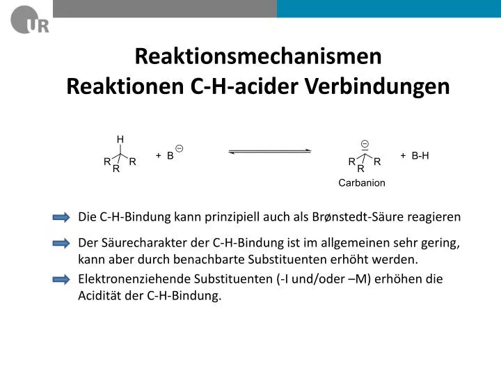 reaktionsmechanismen reaktionen c h acider verbindungen