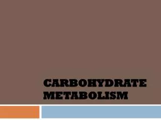 Carbohydrate Metabolism