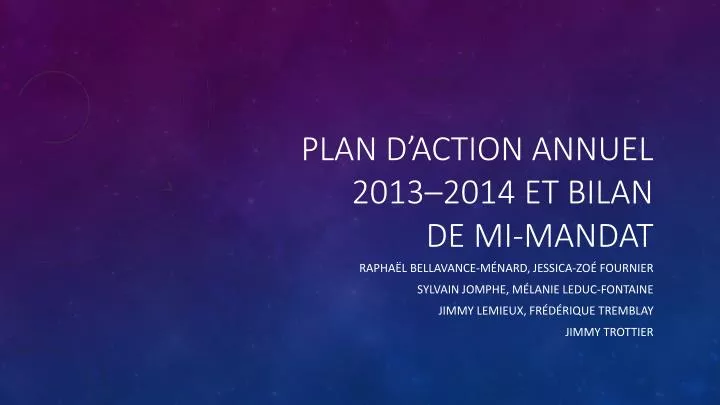 plan d action annuel 2013 2014 et bilan de mi mandat