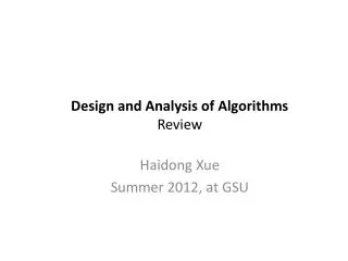 Design and Analysis of Algorithms Review