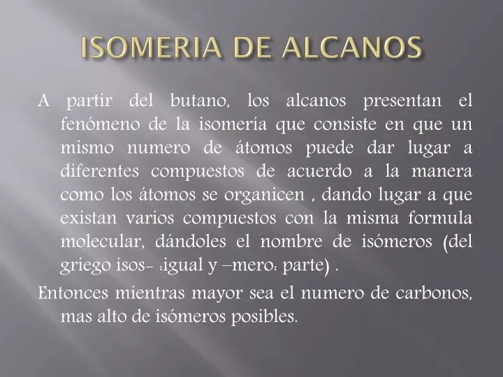 isomeria de alcanos