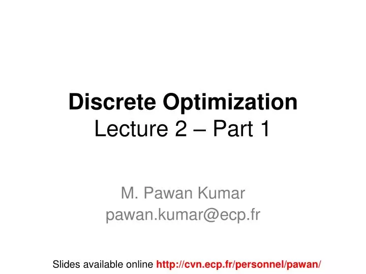 discrete optimization lecture 2 part 1