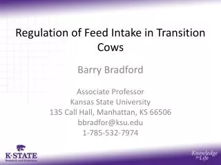 Regulation of Feed Intake in Transition Cows