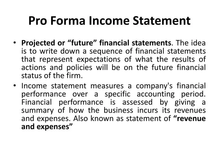 pro forma income statement