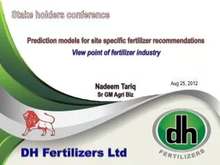 Prediction models for site specific fertilizer recommendations View point of fertilizer industry